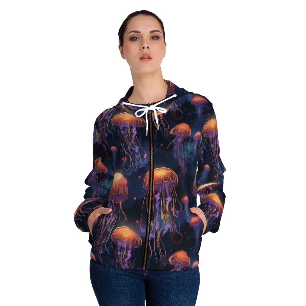 Luminous Undertow on Women's Full-Zip Hoodie — Front On Person