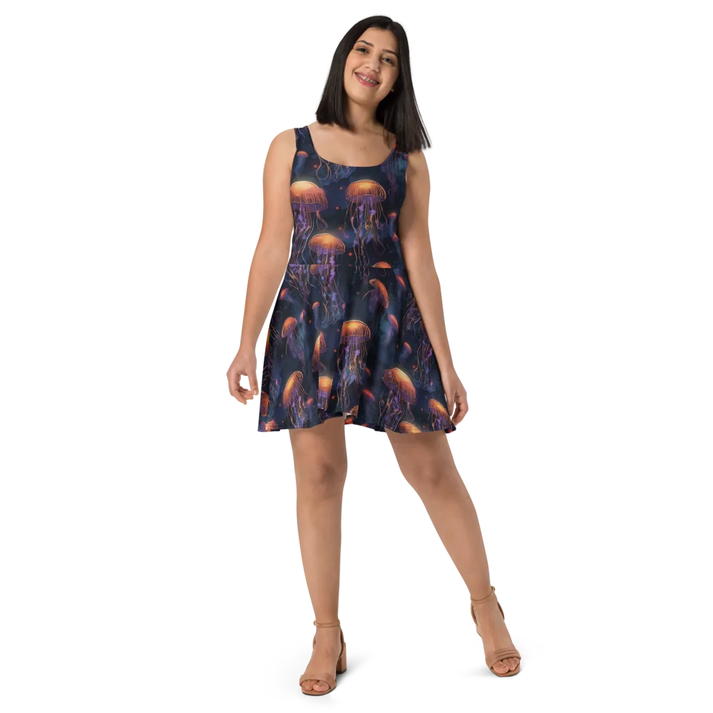 Luminous Undertow on Skater Dress — Front