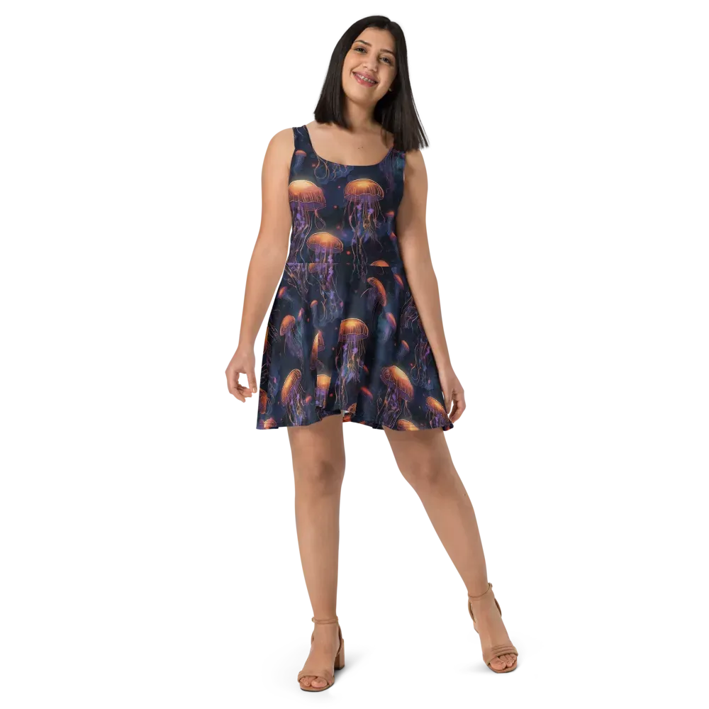 Luminous Undertow on Skater Dress — Front