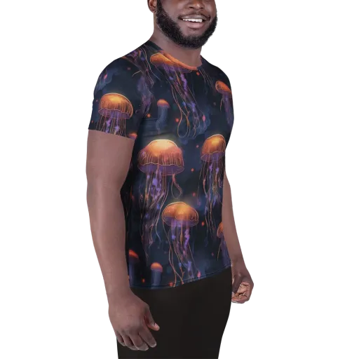 Luminous Undertow on a Men's Athletic T-Shirt