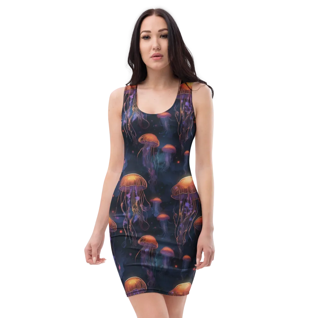 Luminous Undertow on Bodycon Dress — Front
