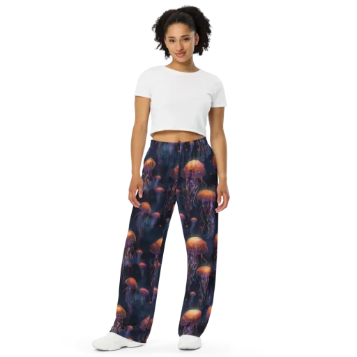 Luminous Undertow on a Wide-Leg Pants