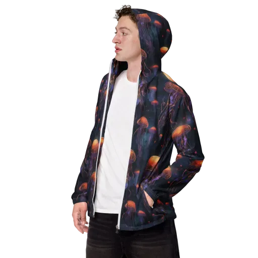 Luminous Undertow on a Men's Windbreaker