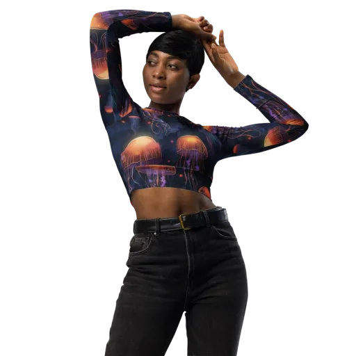 Luminous Undertow on a Long Sleeve Crop Top