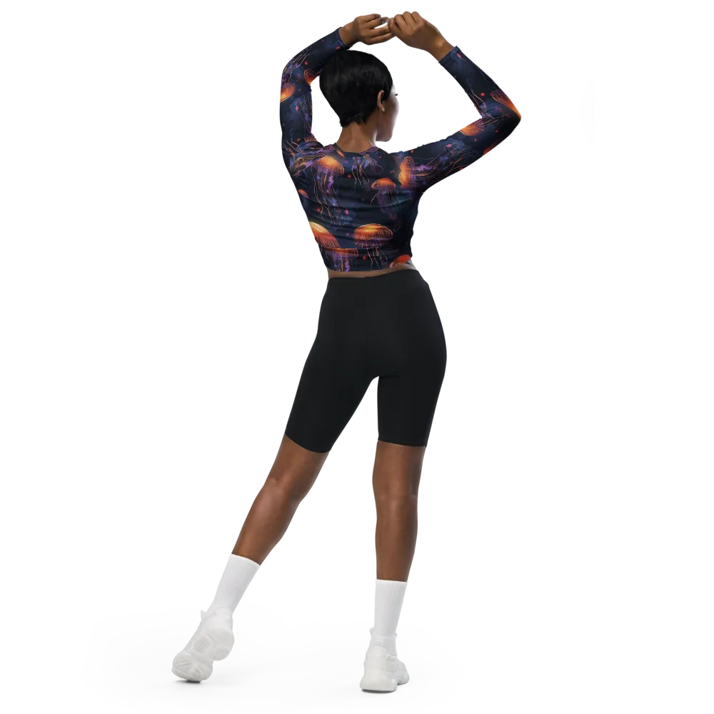 Luminous Undertow on Long Sleeve Crop Top — Back