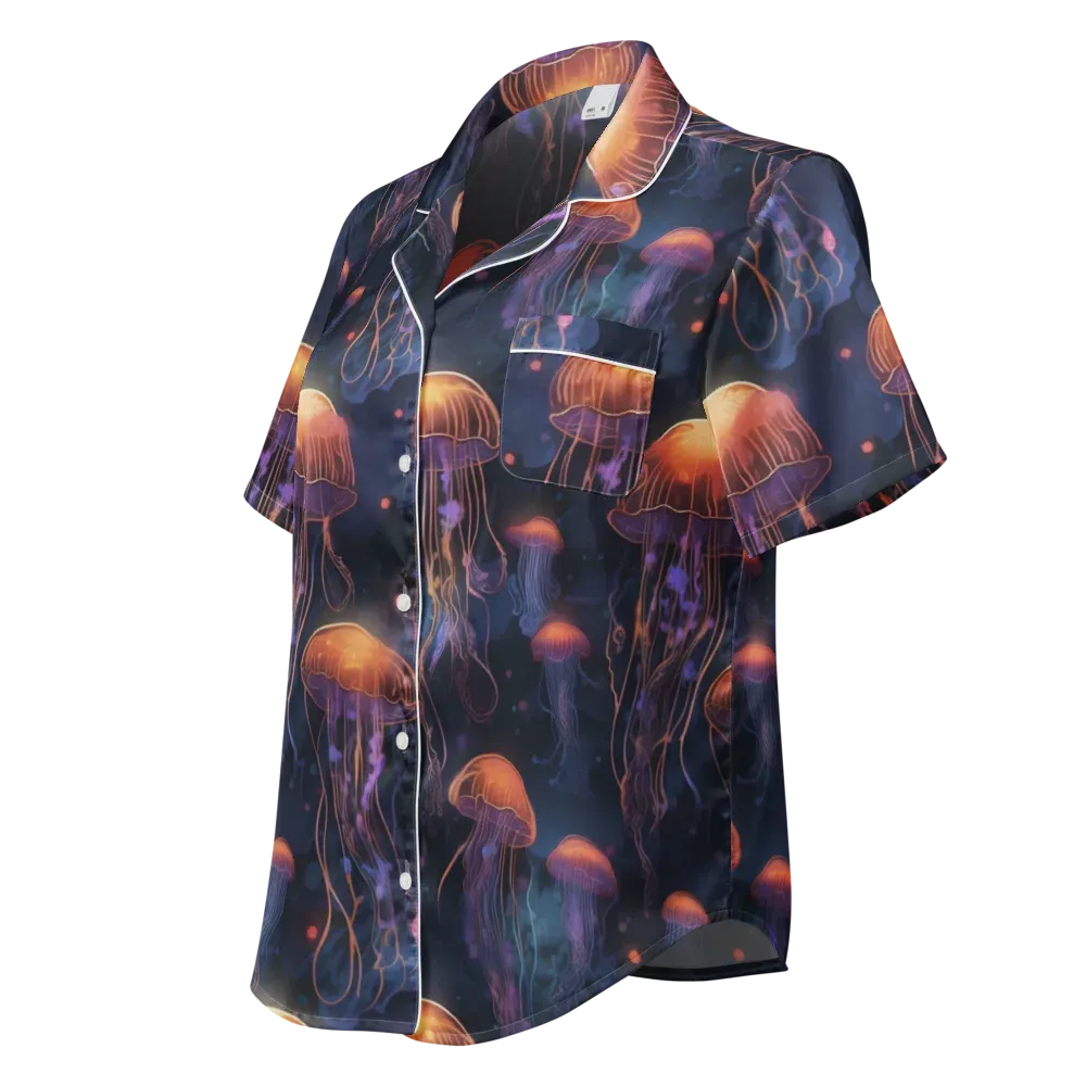 Luminous Undertow on Women's Short Sleeve Pajama Top — Left Front