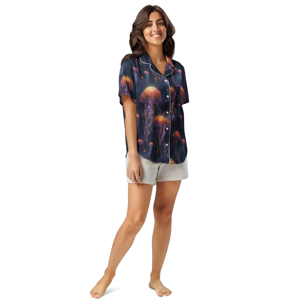 Luminous Undertow on Women's Short Sleeve Pajama Top — Front