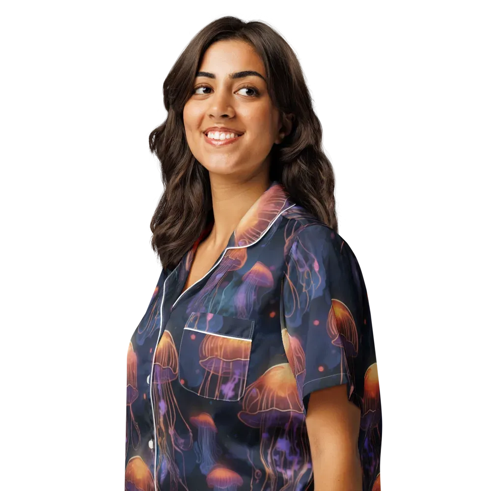 Luminous Undertow on Women's Short Sleeve Pajama Top — Left Front