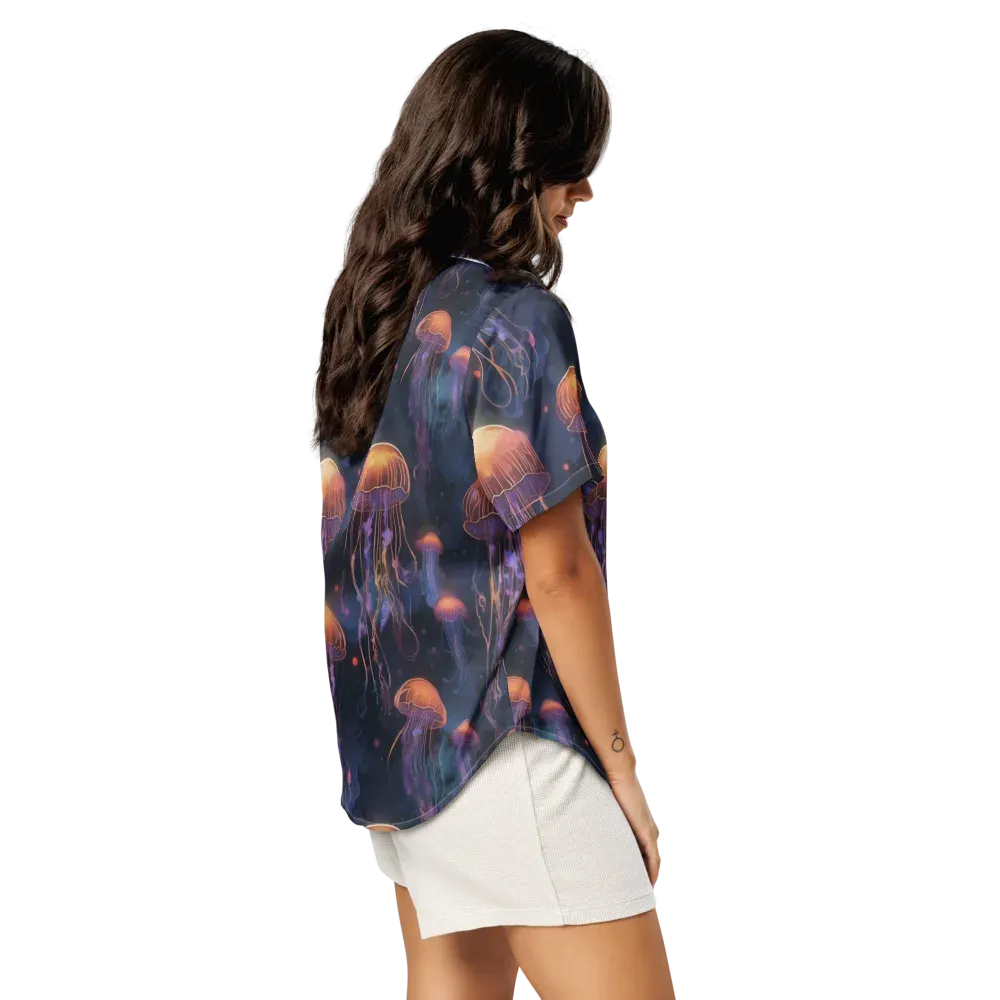 Luminous Undertow on Women's Short Sleeve Pajama Top — Right Back