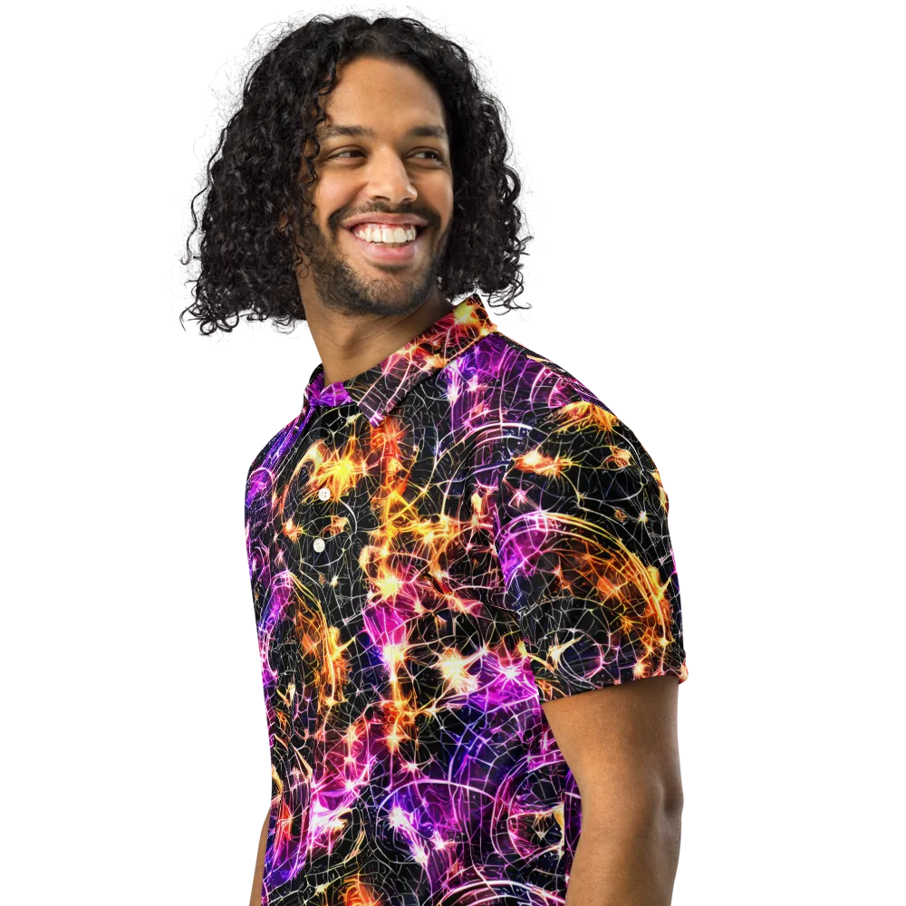 Ember Network on Men's Slim Fit Polo Shirt — Left Front