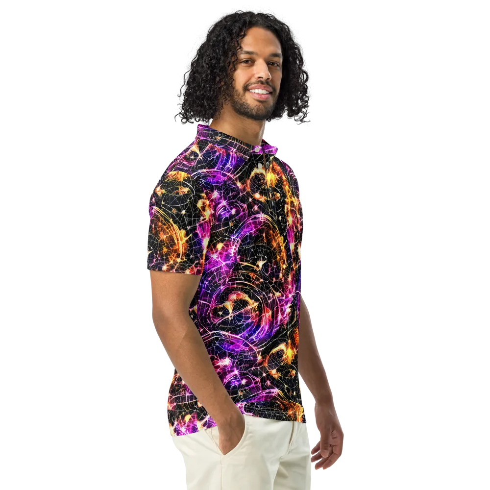 Ember Network on Men's Slim Fit Polo Shirt — Right Front