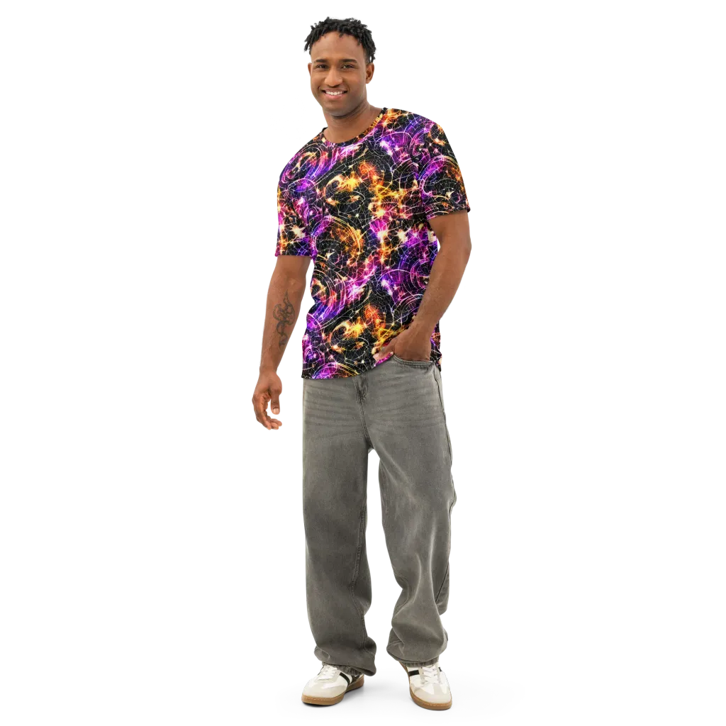 Ember Network on Men's Cotton Crew Neck T-Shirt — Front