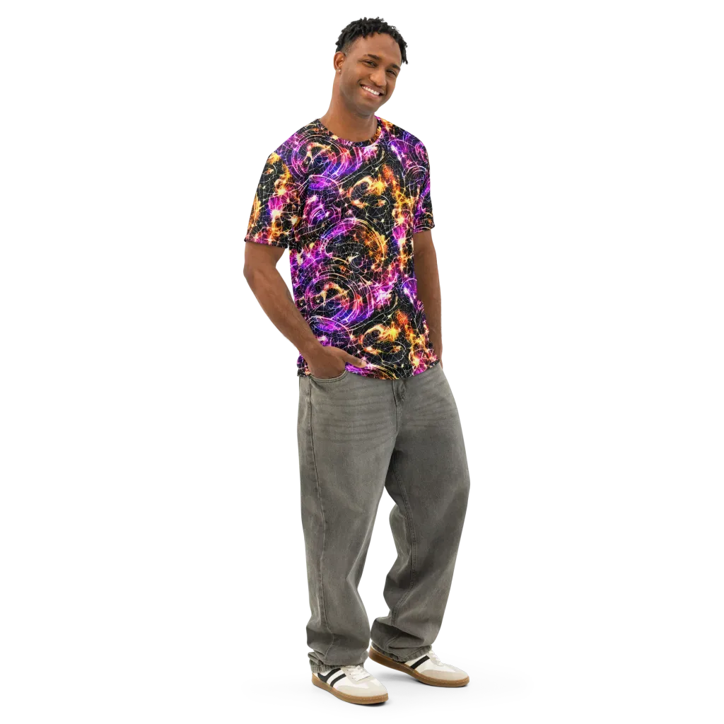 Ember Network on Men's Cotton Crew Neck T-Shirt — Right Front