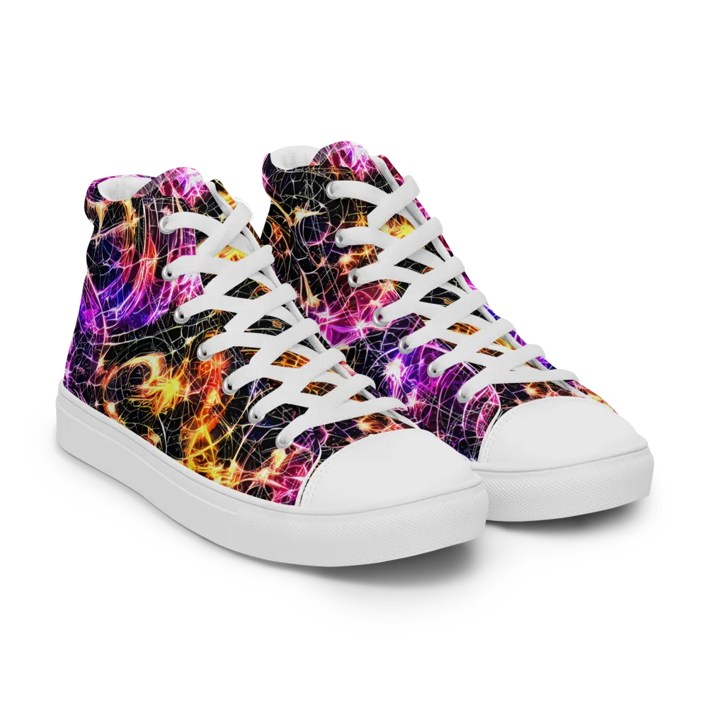 Ember Network on Men's High Top Canvas Shoes — Right Front