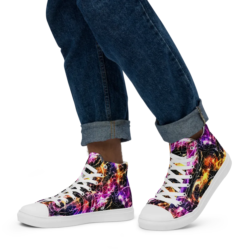 Ember Network on Men's High Top Canvas Shoes — Left