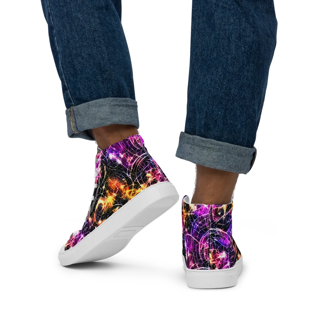 Ember Network on Men's High Top Canvas Shoes — Back