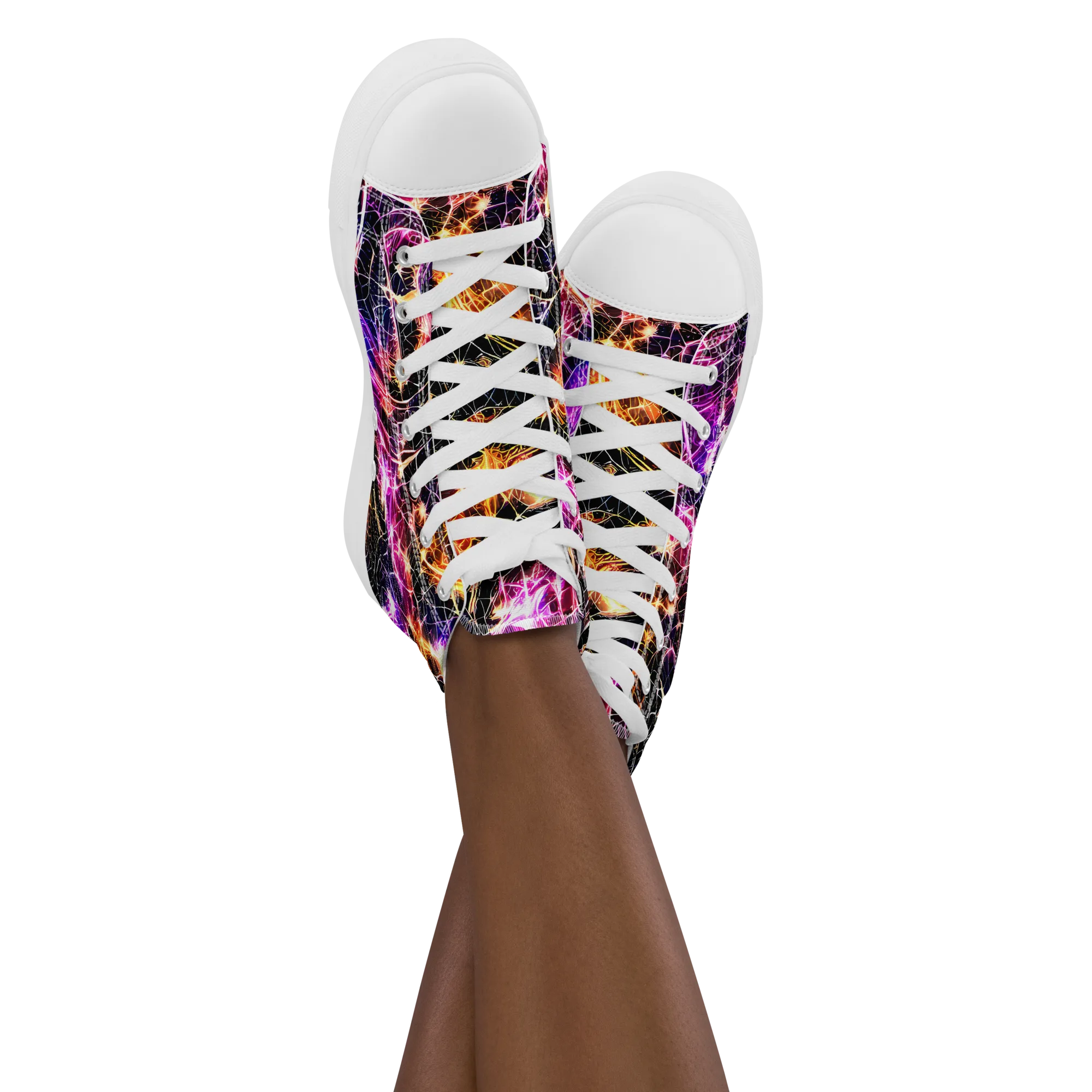 Ember Network on Women's High Top Canvas Shoes — Front