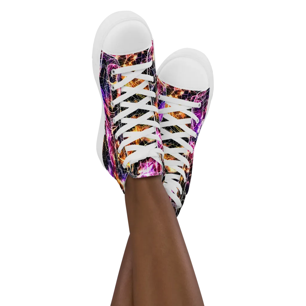 Ember Network on Women's High Top Canvas Shoes — Front