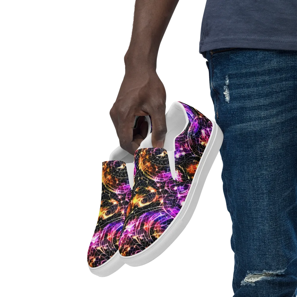 Ember Network on Men's Slip-On Canvas Shoes — Left Front
