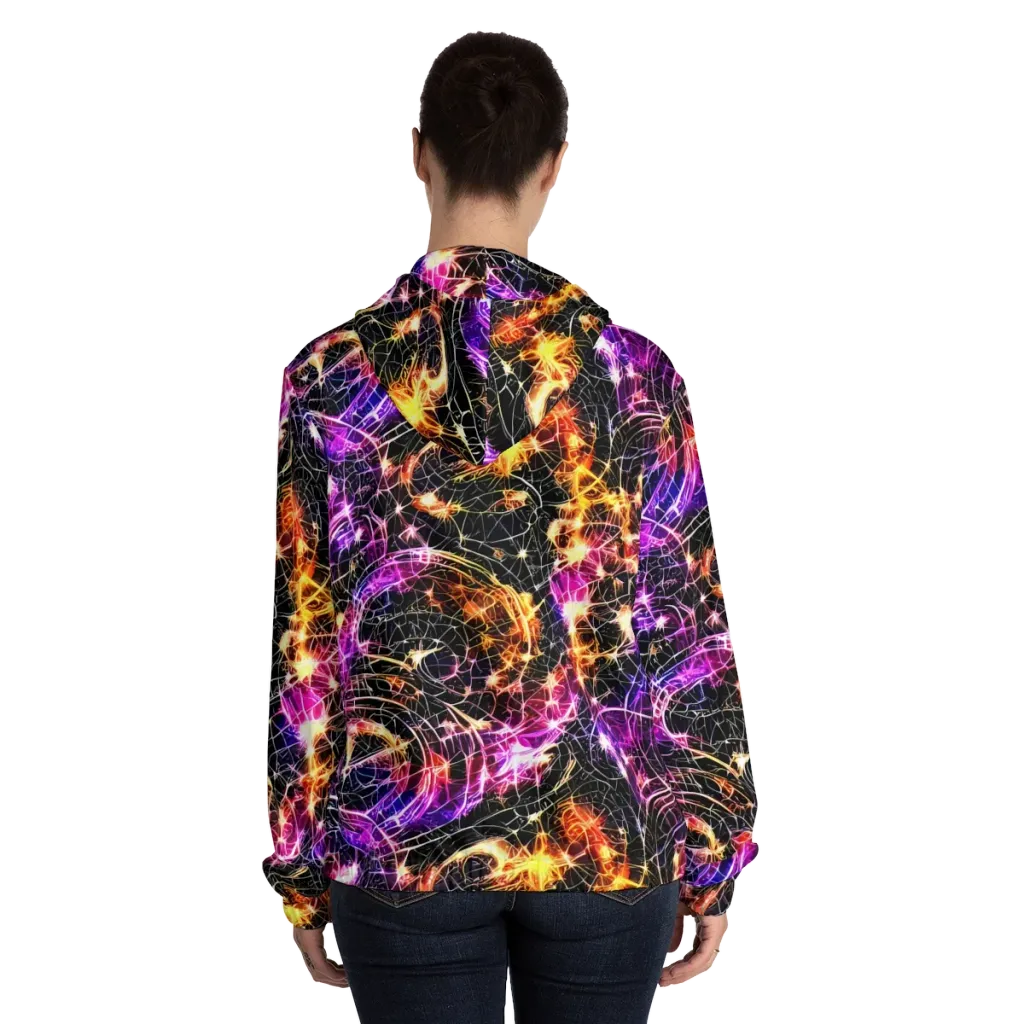 Ember Network on Women's Full-Zip Hoodie — Back On Person