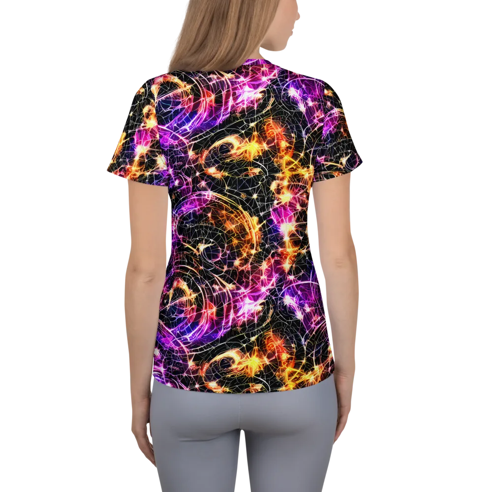 Ember Network on Women's Athletic T-Shirt — Back