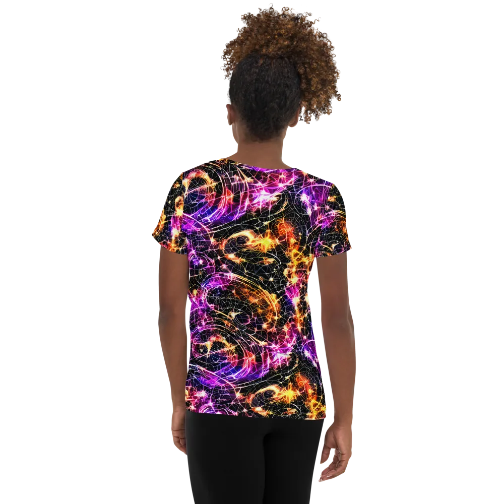 Ember Network on Women's Athletic T-Shirt — Back