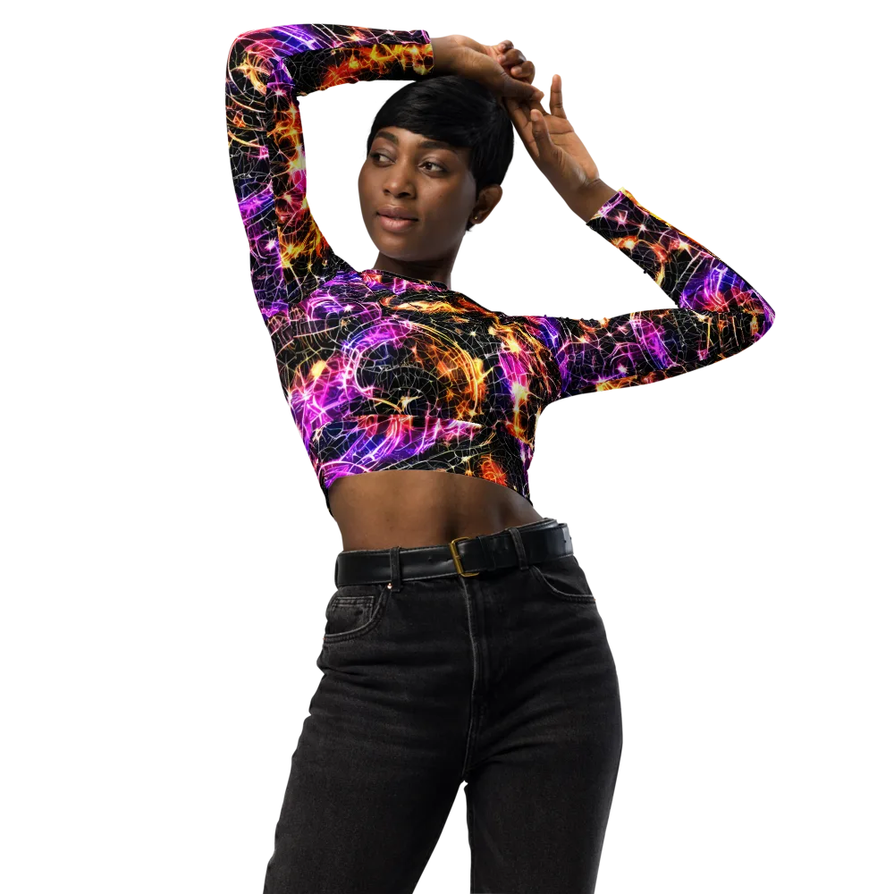 Ember Network on Long Sleeve Crop Top — Front