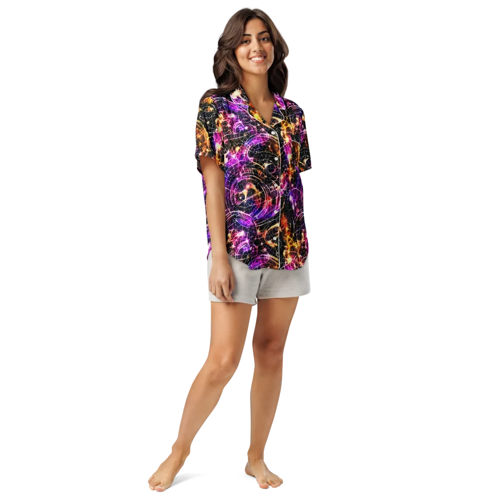 Ember Network on Women's Short Sleeve Pajama Top — Front
