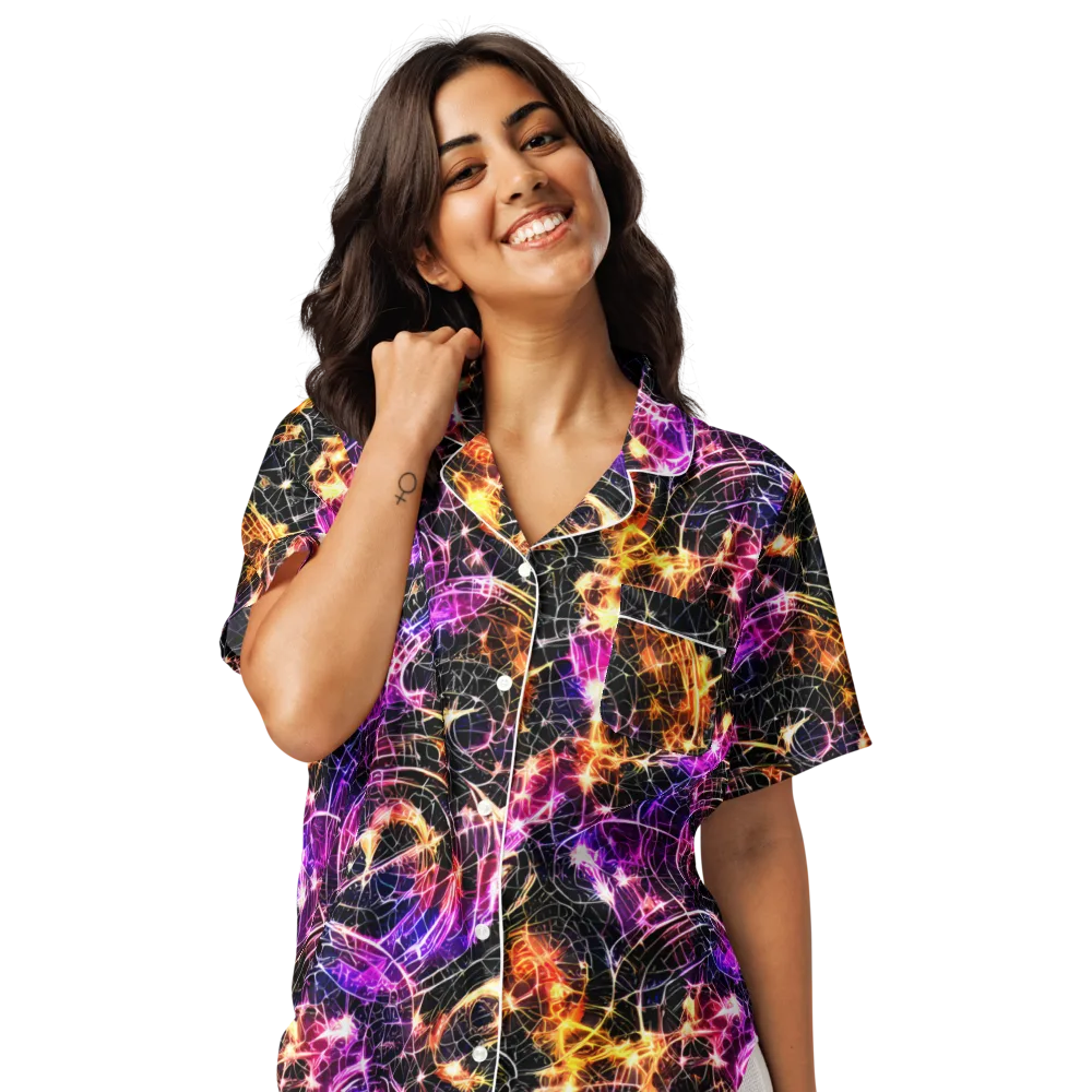 Ember Network on Women's Short Sleeve Pajama Top — Front