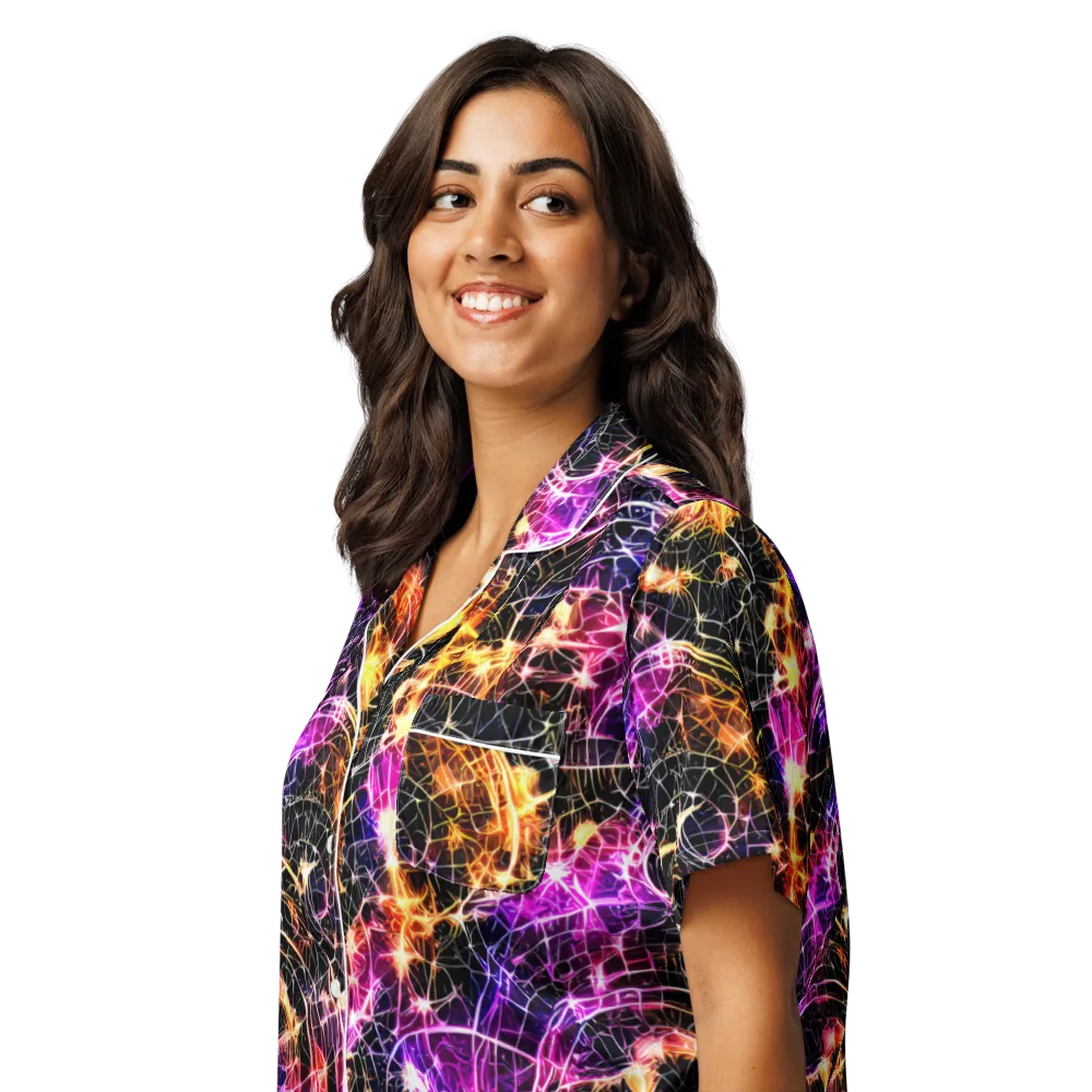 Ember Network on Women's Short Sleeve Pajama Top — Left Front
