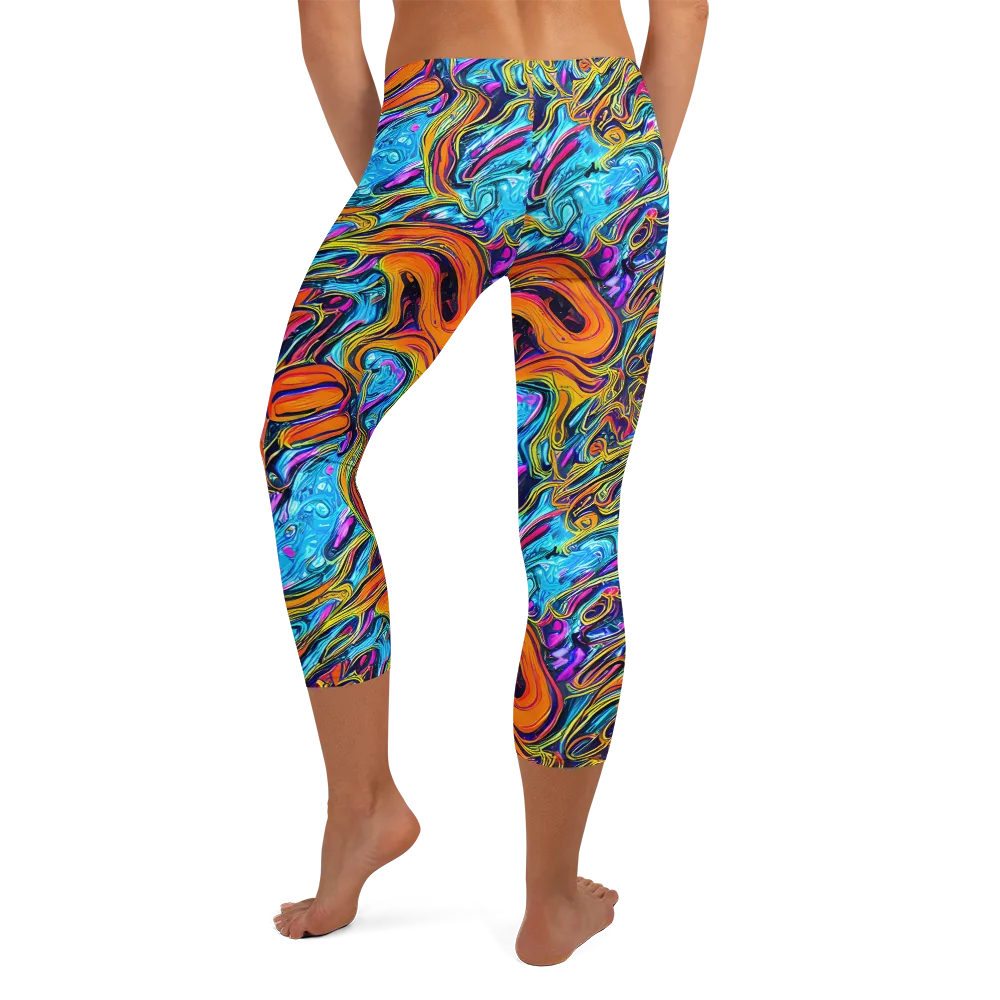 Vivid Gyre on Capri Leggings — Back