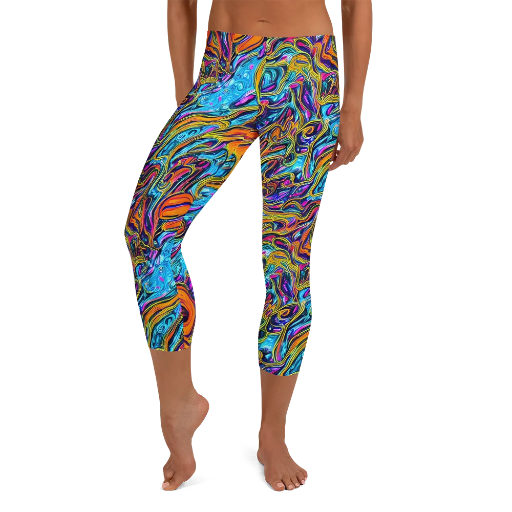 Vivid Gyre on Capri Leggings — Front