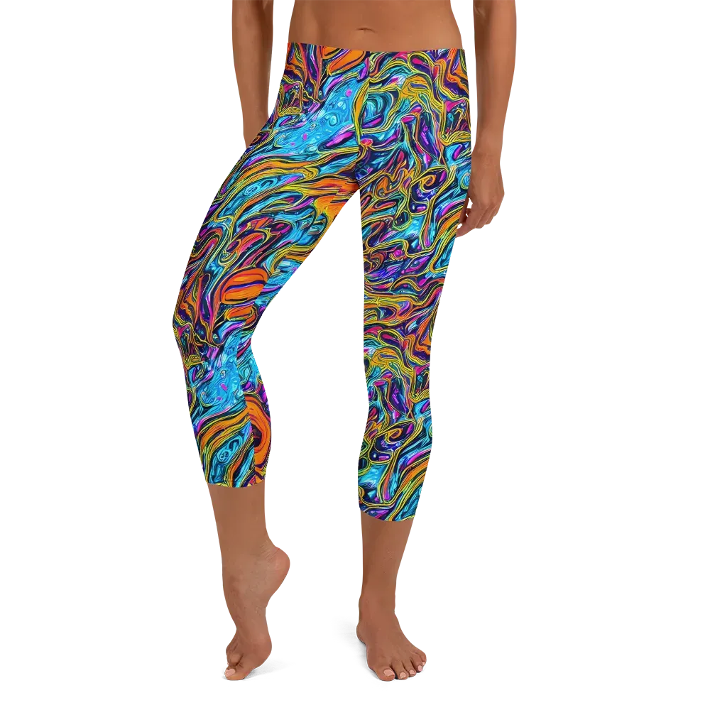 Vivid Gyre on Capri Leggings — Front