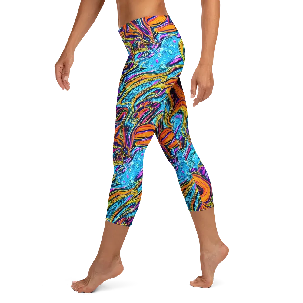 Vivid Gyre on Capri Leggings — Left