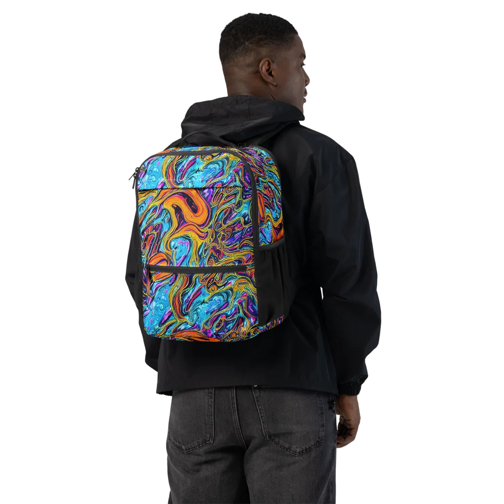 Vivid Gyre on Utility Backpack — Back