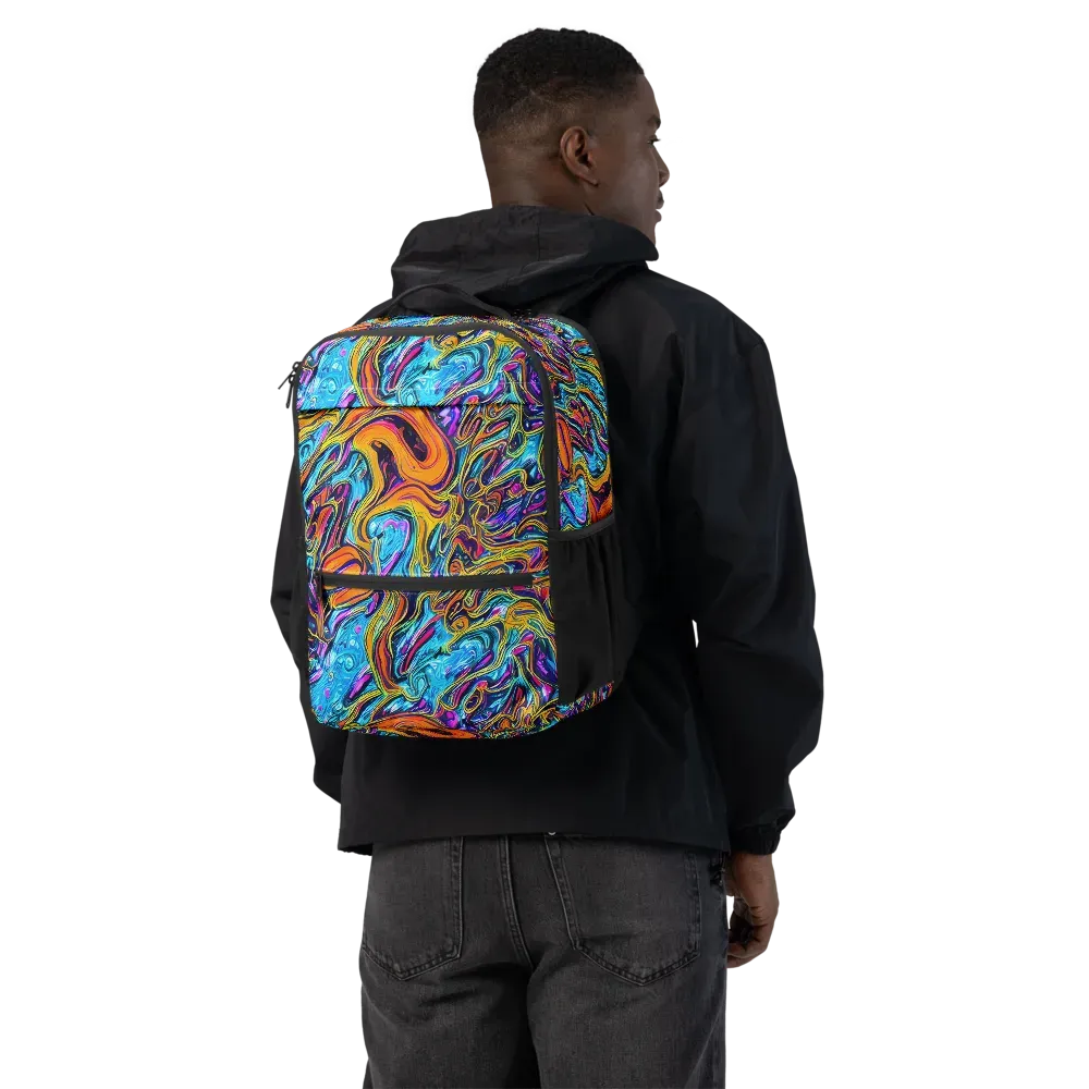 Vivid Gyre on Utility Backpack — Back