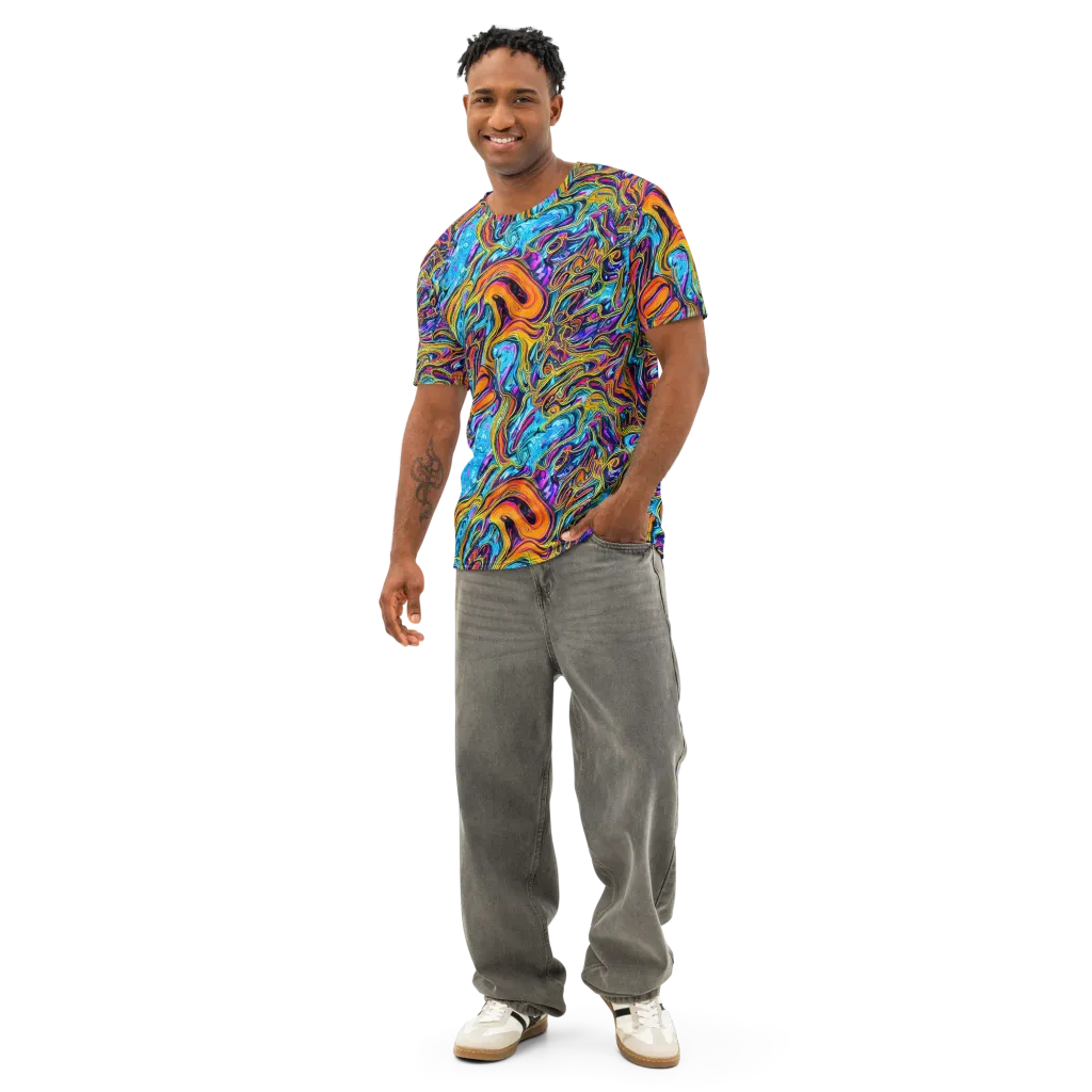 Vivid Gyre on Men's Cotton Crew Neck T-Shirt — Front