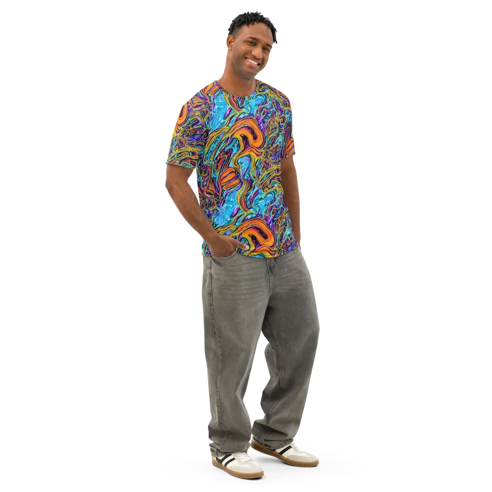 Vivid Gyre on Men's Cotton Crew Neck T-Shirt — Right Front
