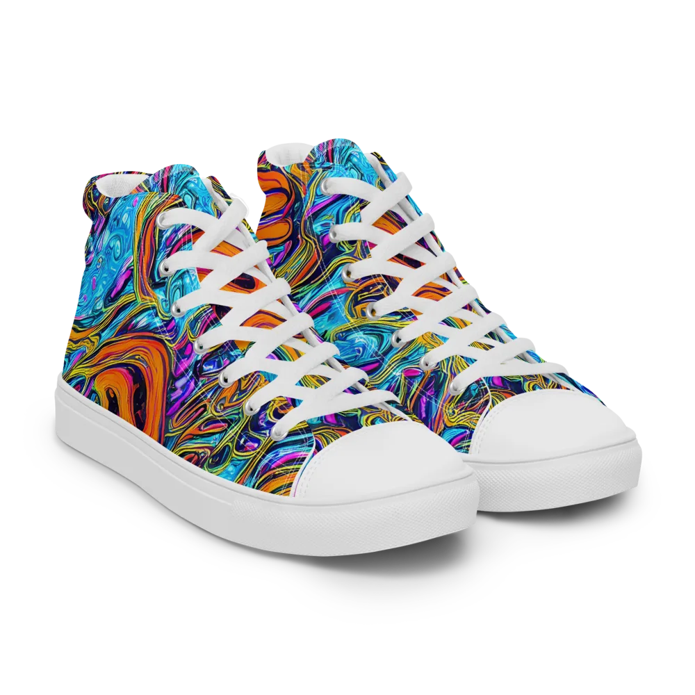 Vivid Gyre on Men's High Top Canvas Shoes — Right Front