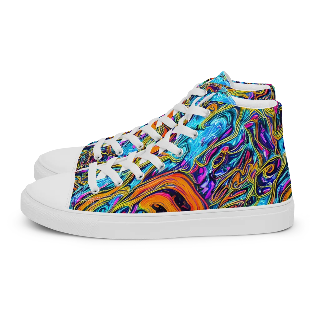 Vivid Gyre on Men's High Top Canvas Shoes — Left