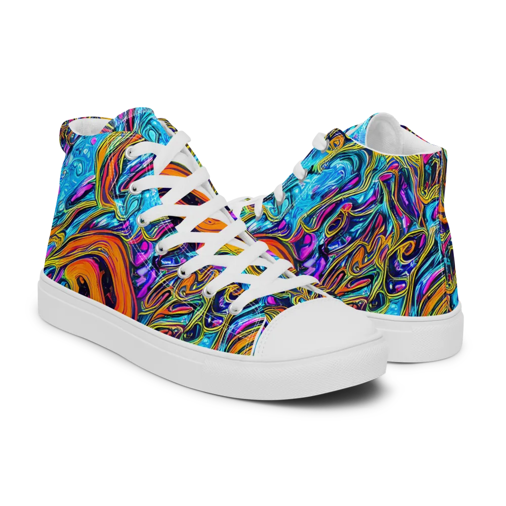 Vivid Gyre on Men's High Top Canvas Shoes — Right