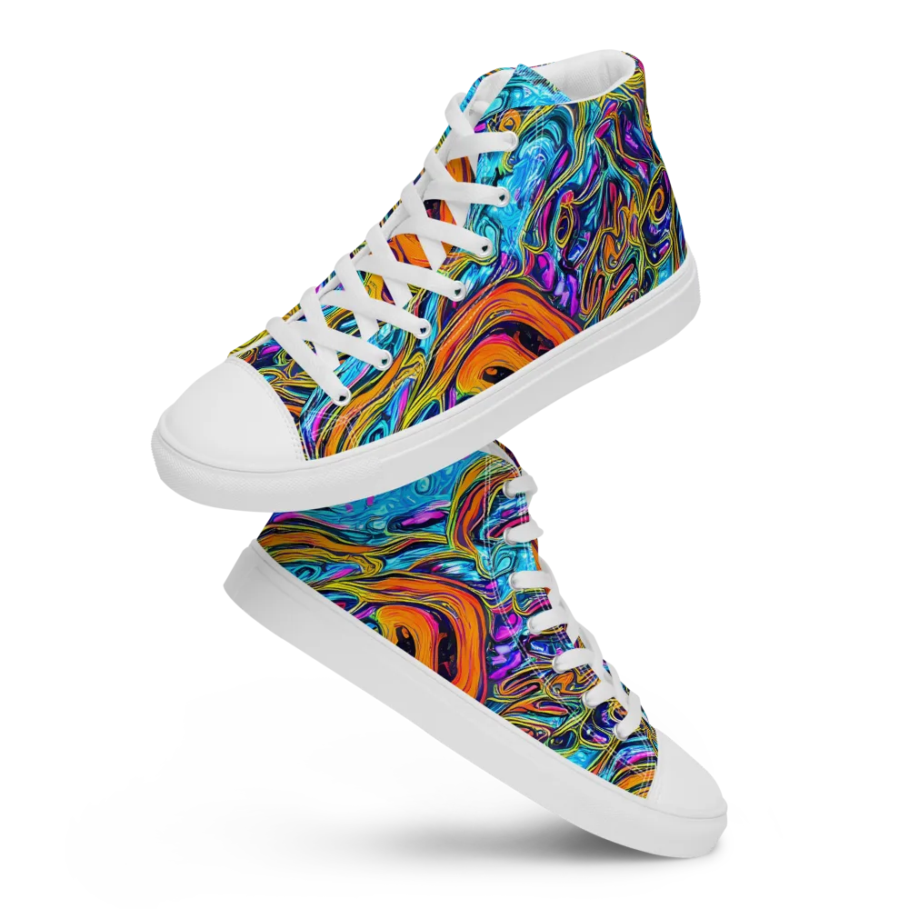 Vivid Gyre on Men's High Top Canvas Shoes — Front