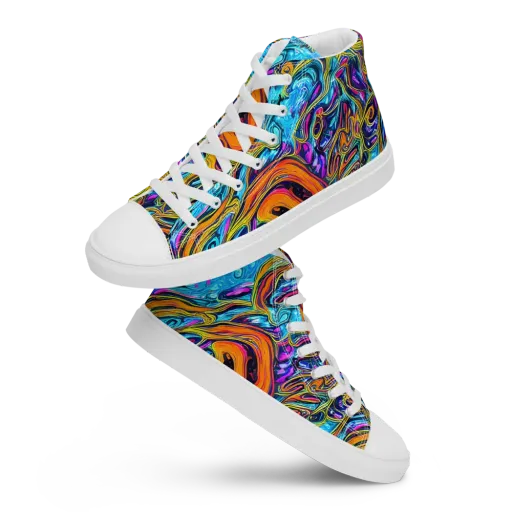 Vivid Gyre on a Men's High Top Canvas Shoes