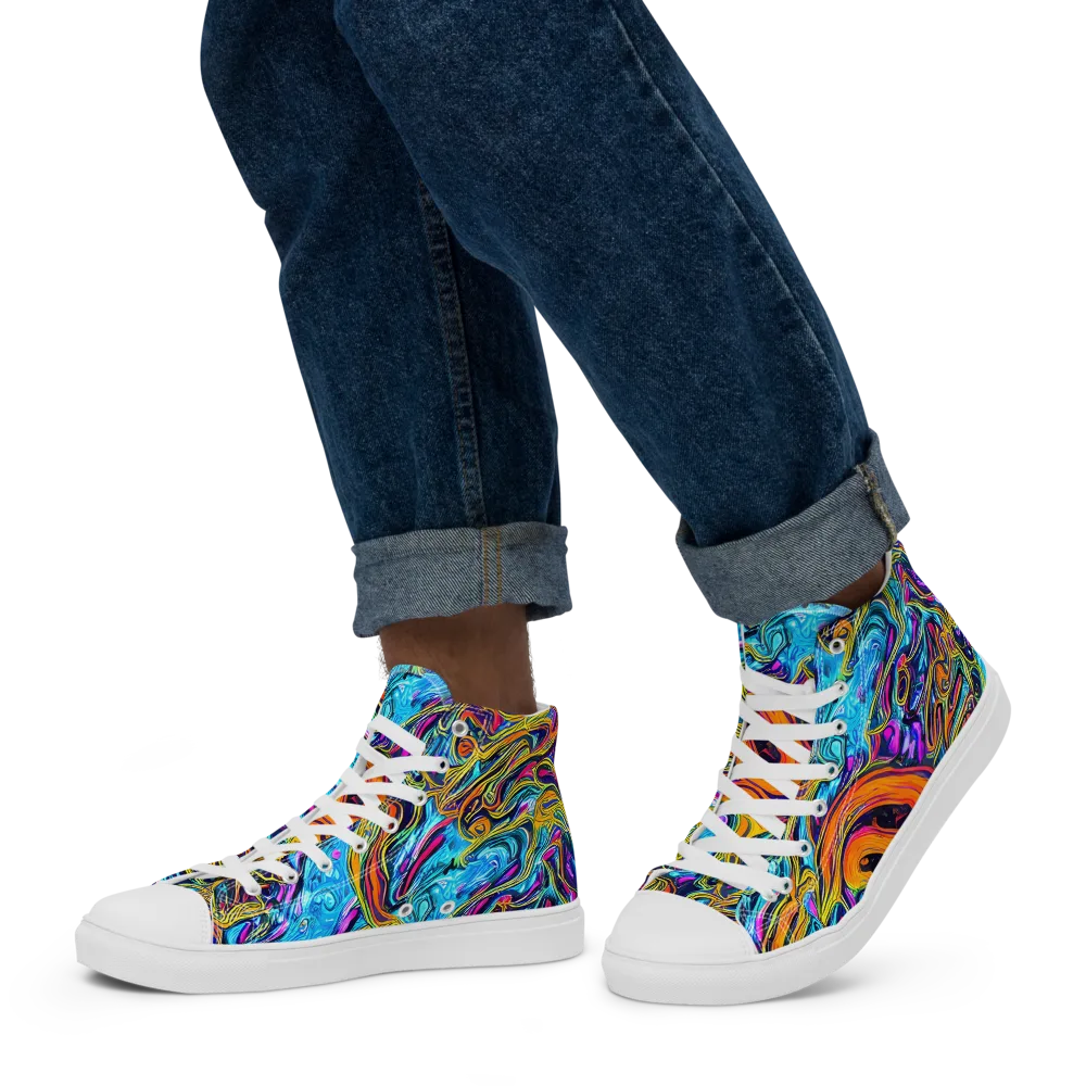 Vivid Gyre on Men's High Top Canvas Shoes — Left