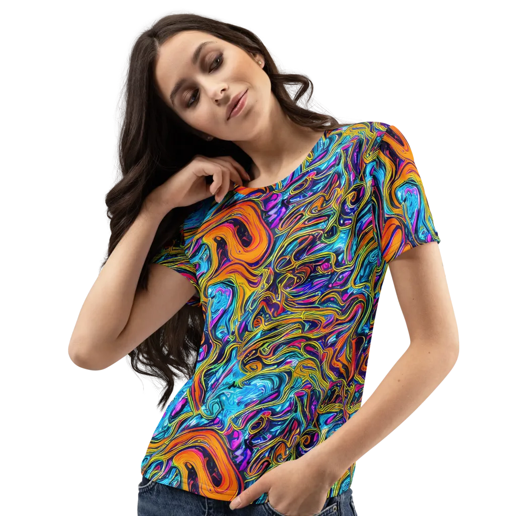 Vivid Gyre on Women's Crew Neck T-Shirt — Left Front