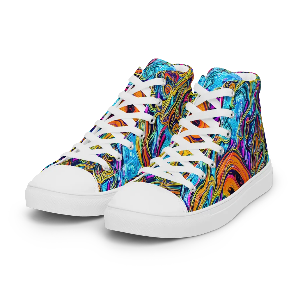 Vivid Gyre on Women's High Top Canvas Shoes — Left Front