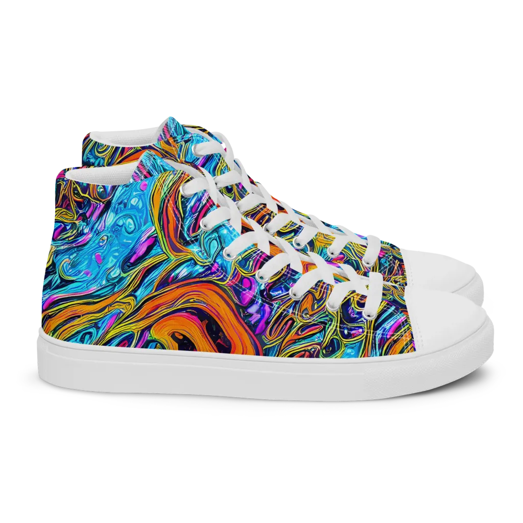 Vivid Gyre on Women's High Top Canvas Shoes — Right