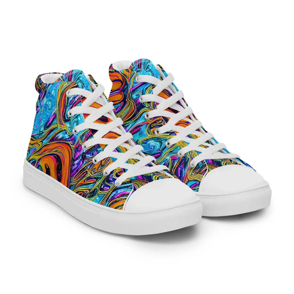 Vivid Gyre on Women's High Top Canvas Shoes — Right Front