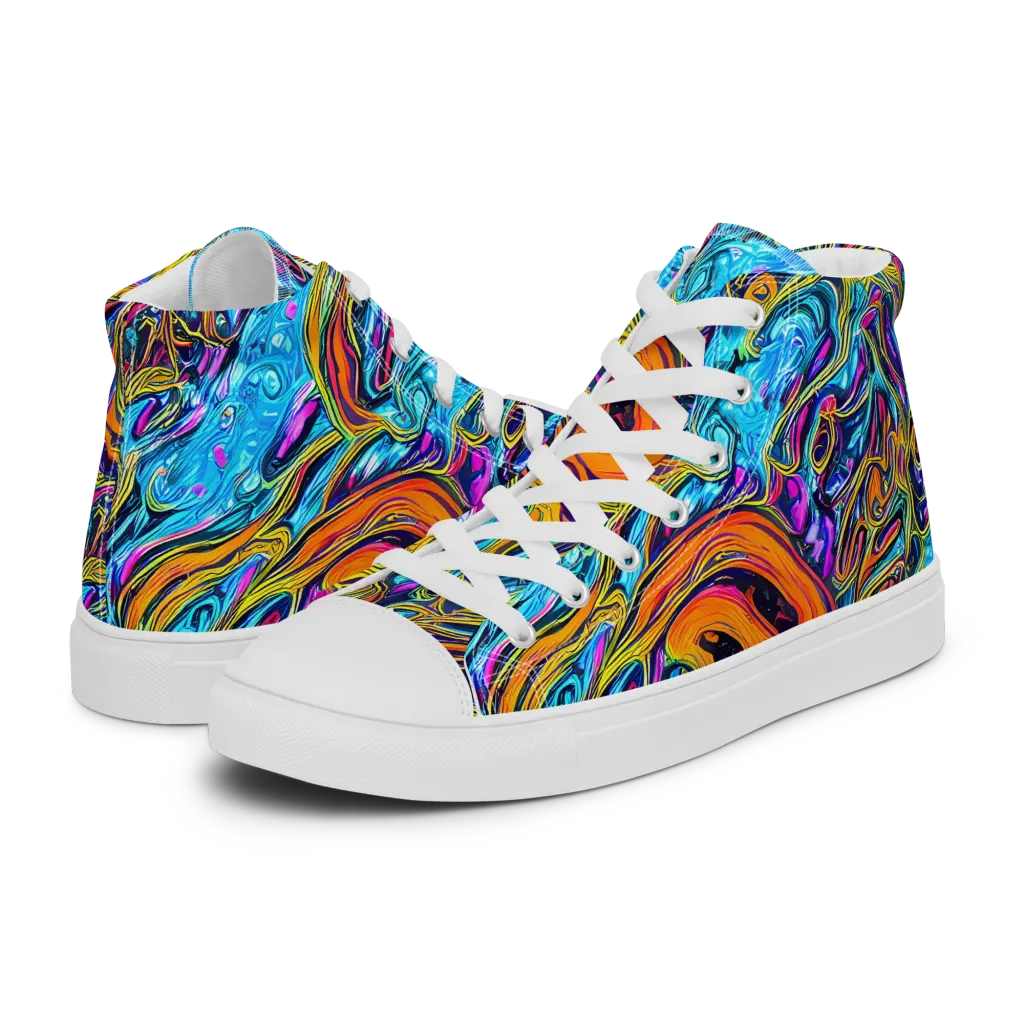 Vivid Gyre on Women's High Top Canvas Shoes — Left