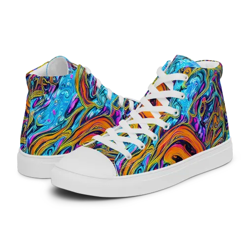 Vivid Gyre on a Women's High Top Canvas Shoes